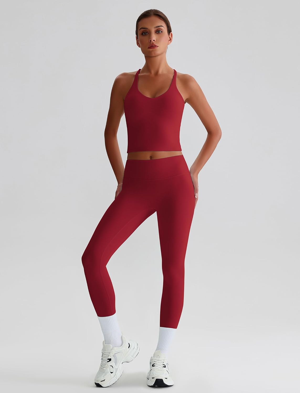 ABOCIW Workout Sets for Women 2 Piece Backless Strappy Padded Tank Tops High Waist Leggings Gym Yoga Pilates Outfits - Image 2