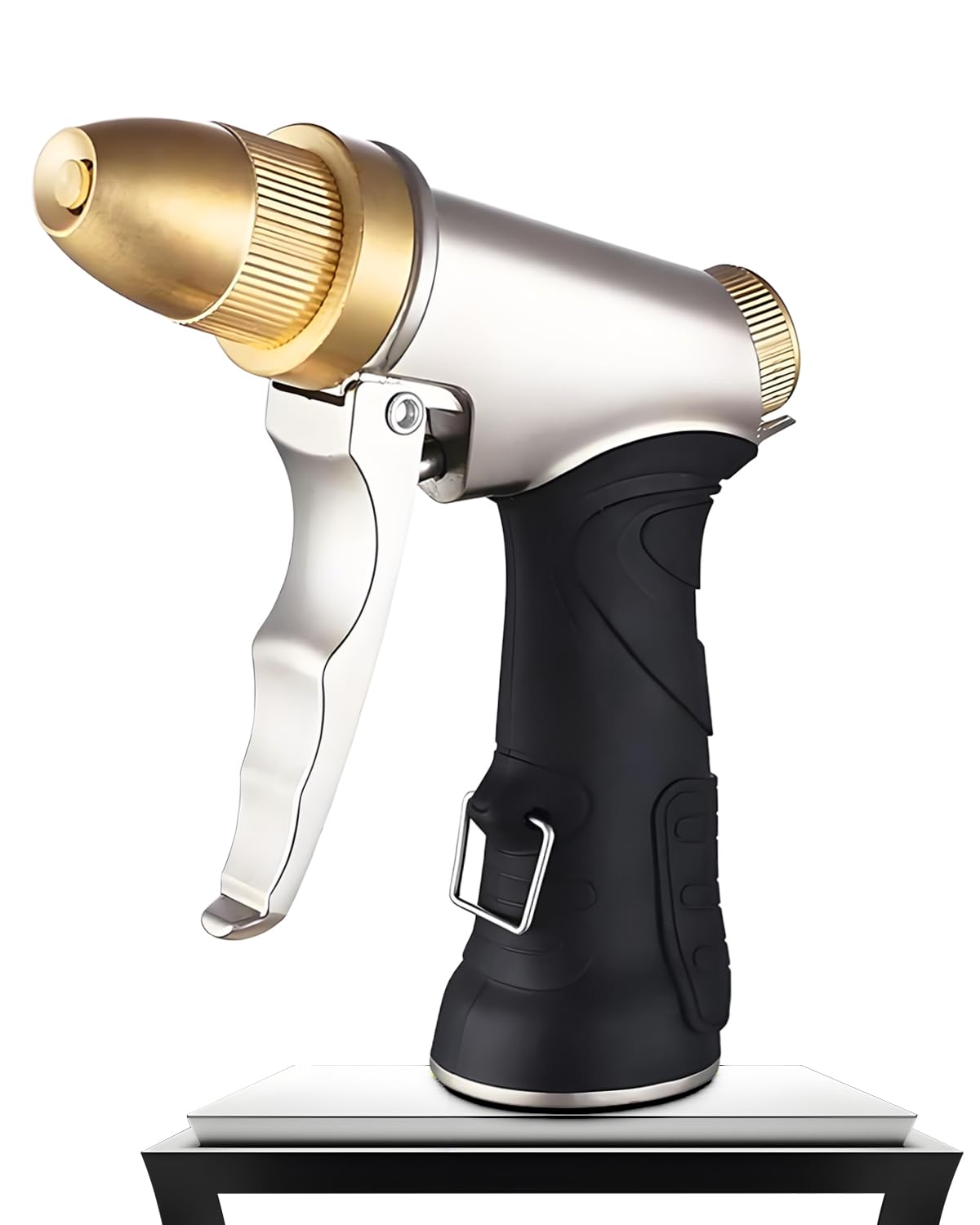 Heavy Duty High Pressure Hose Nozzle, All Metal Brass Adjustable Spray Nozzle for Garden, Car Washing & Pet Showering, Spray Modes - Jet Sprayer for