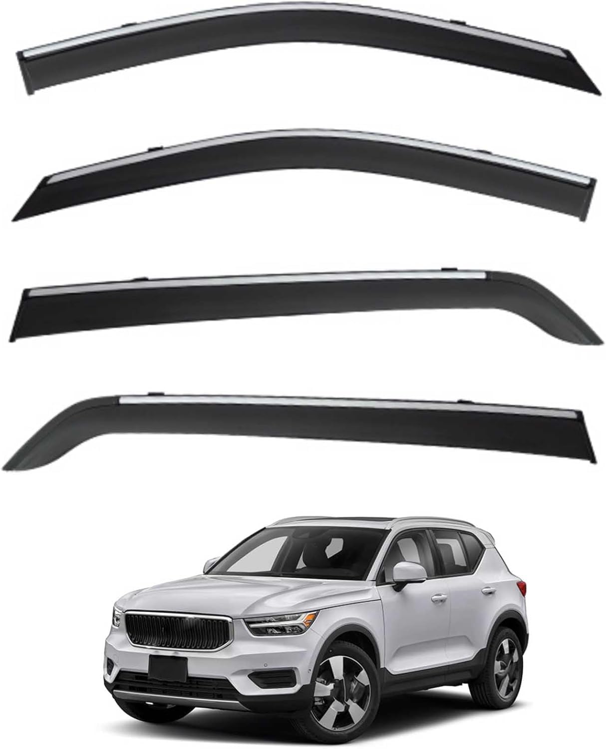 liufangfc Wind Deflectors for Volvo XC40 MK1 2018-2025 – 4pc Tape-On Smoked Visors, Weatherproof, Anti-Salt/Snow, Low-Noise