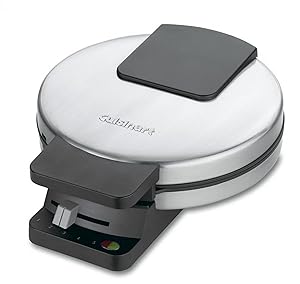 Cuisinart Waffle Maker, 1250W Round Classic Waffle Iron, 5-Setting Adjustable Browning Control, WMR-CANAS, Brushed Stainless
