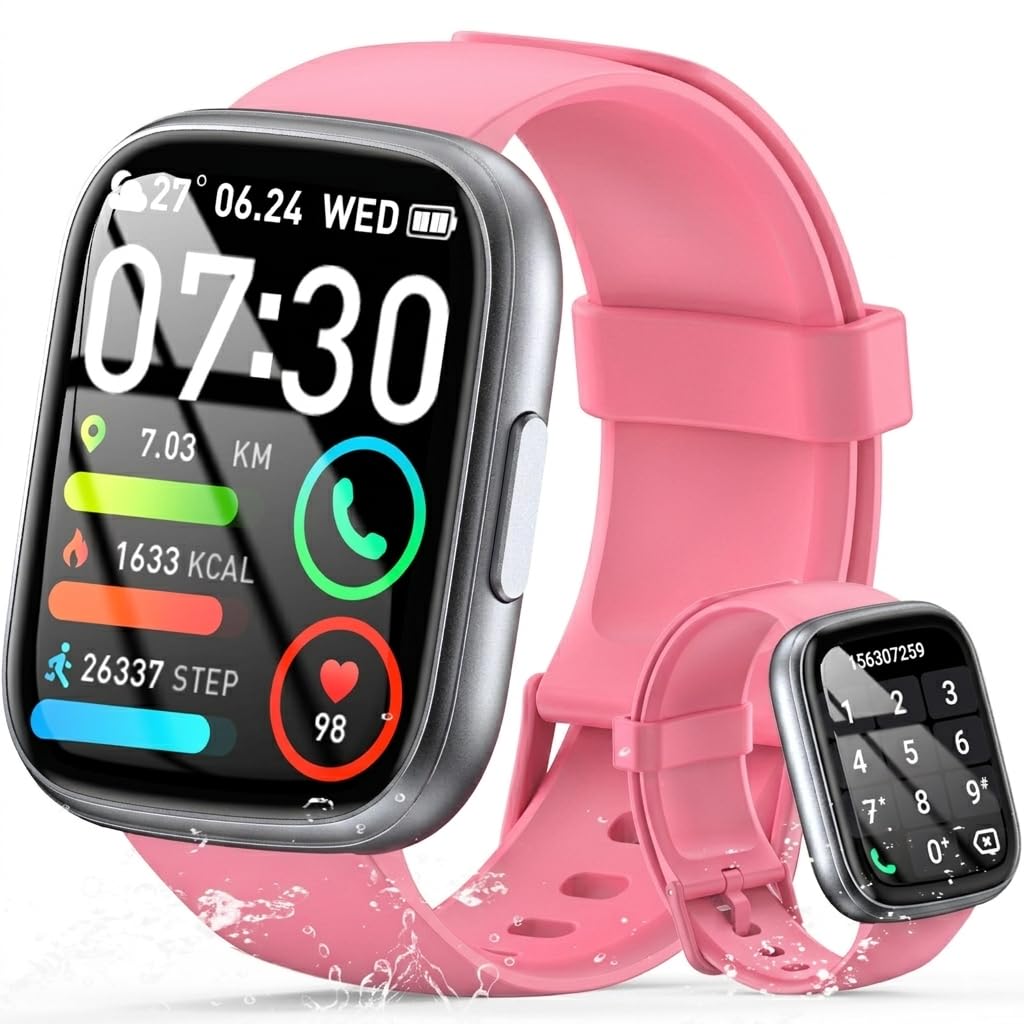 Cillso Montre Connectée Homme Femme 1,95" HD, Smartwatch avec Appels Bluetooth, 112 Modes Sportifs, Cardiofréquencemètre, SpO2, Sommeil, Étanchéité IP68, Montre Sport pour Android iOS (Rose Vif)