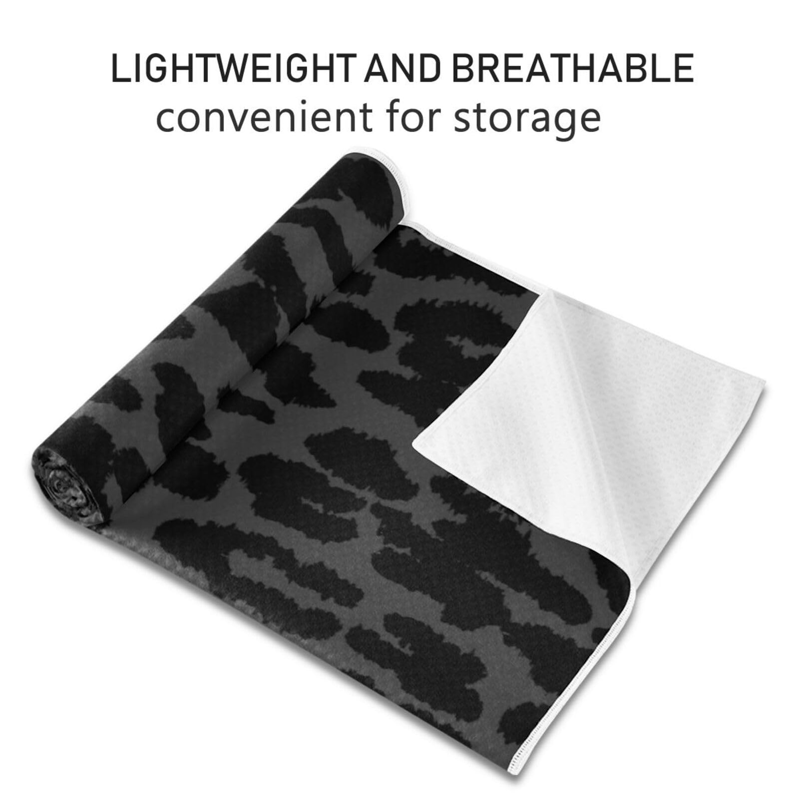 YETTASBIN Toalla para esterilla de yoga de leopardo, antideslizante, absorbe el sudor, toalla de yoga caliente, portátil, ligera, toalla de entrenamiento de viaje con bolsa de almacenamiento para yoga