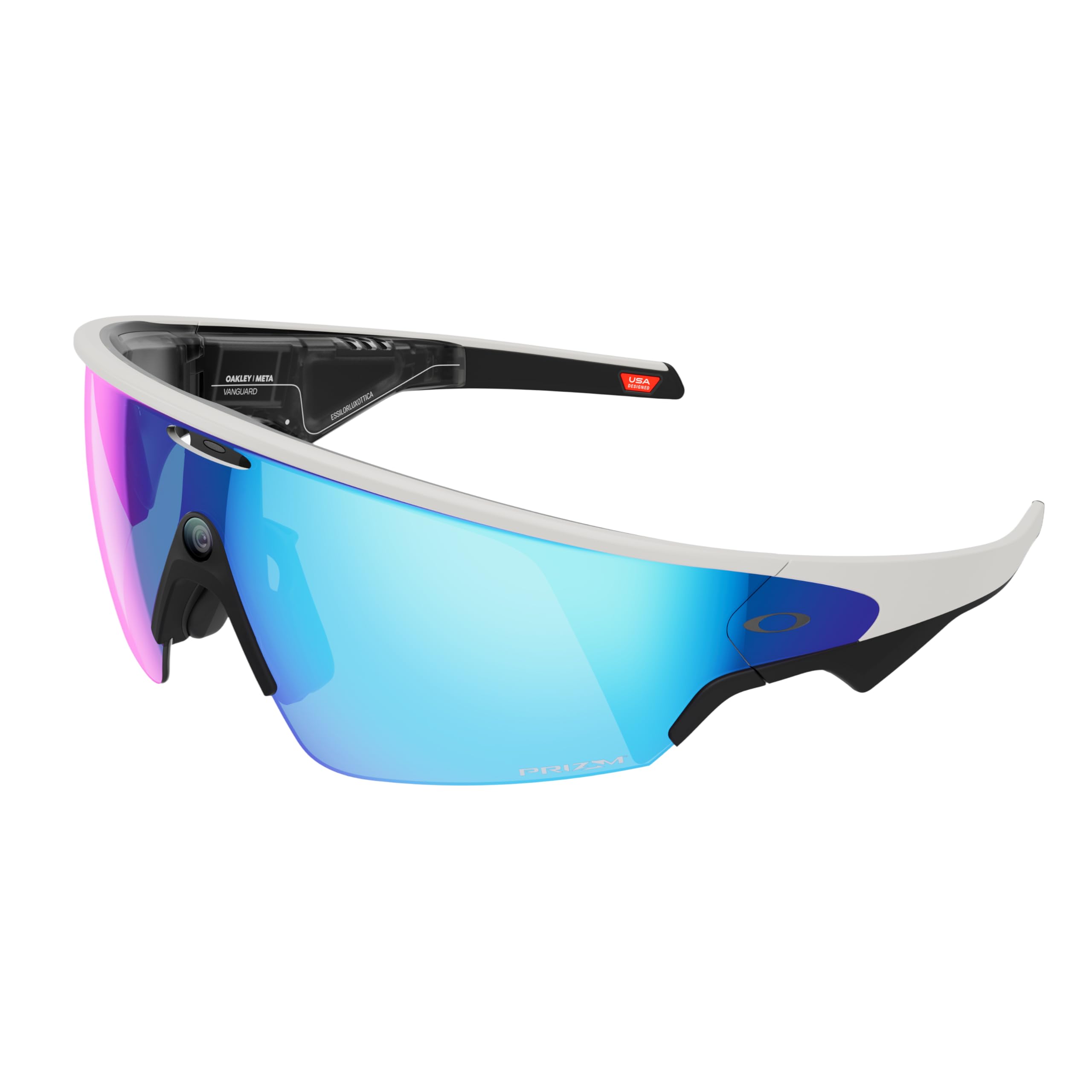 Oakley Meta Vanguard KI-Brille für Herren, Damen — Performance-Sportbrille — 12 MP Kamera, 3K Ultra HD, Garmin, IP67 Wasserdicht — Weiß/Prizm™ Sapphire Gläser