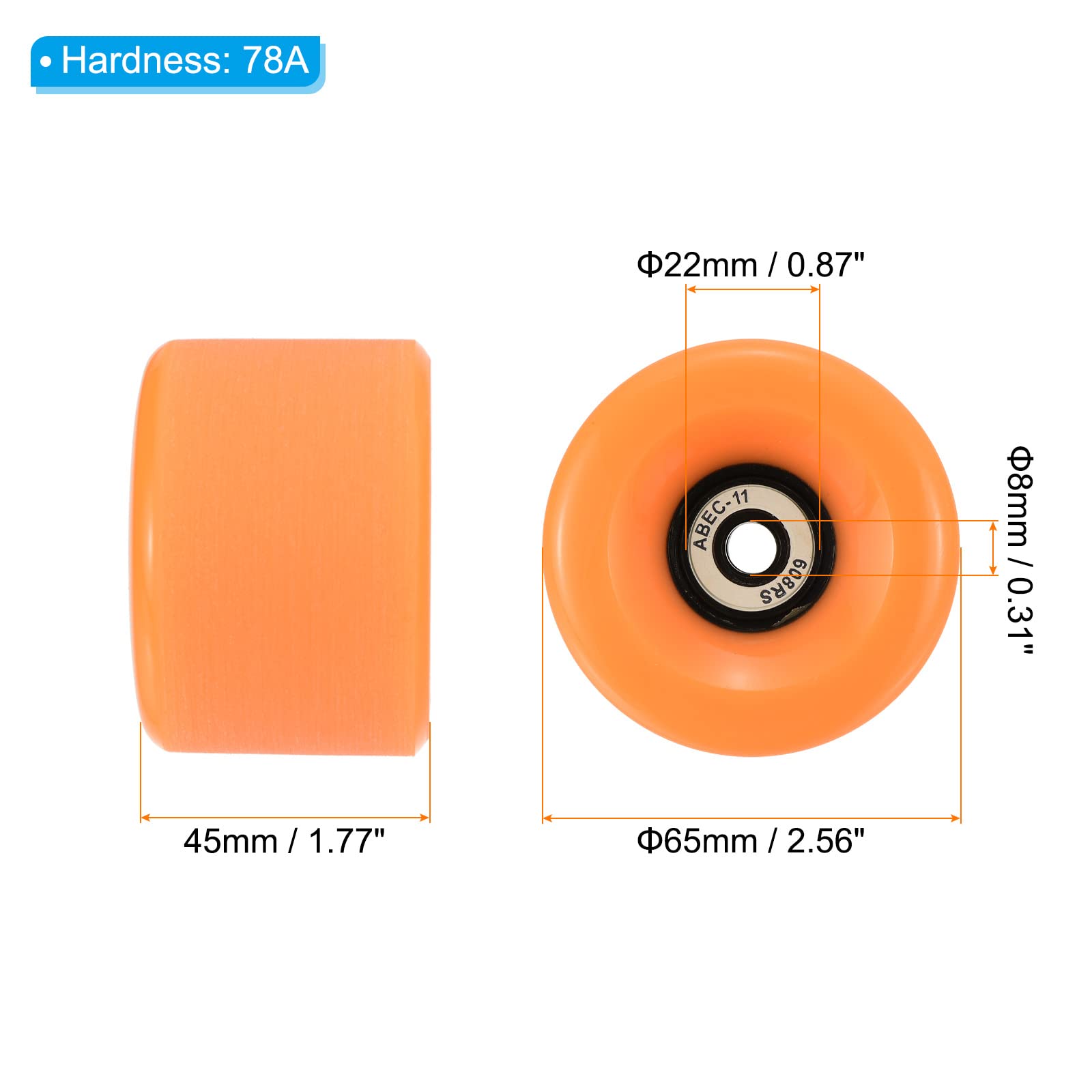 PATIKIL Skateboard Rollen und Kugellager Set Street Wheel Cruiser
