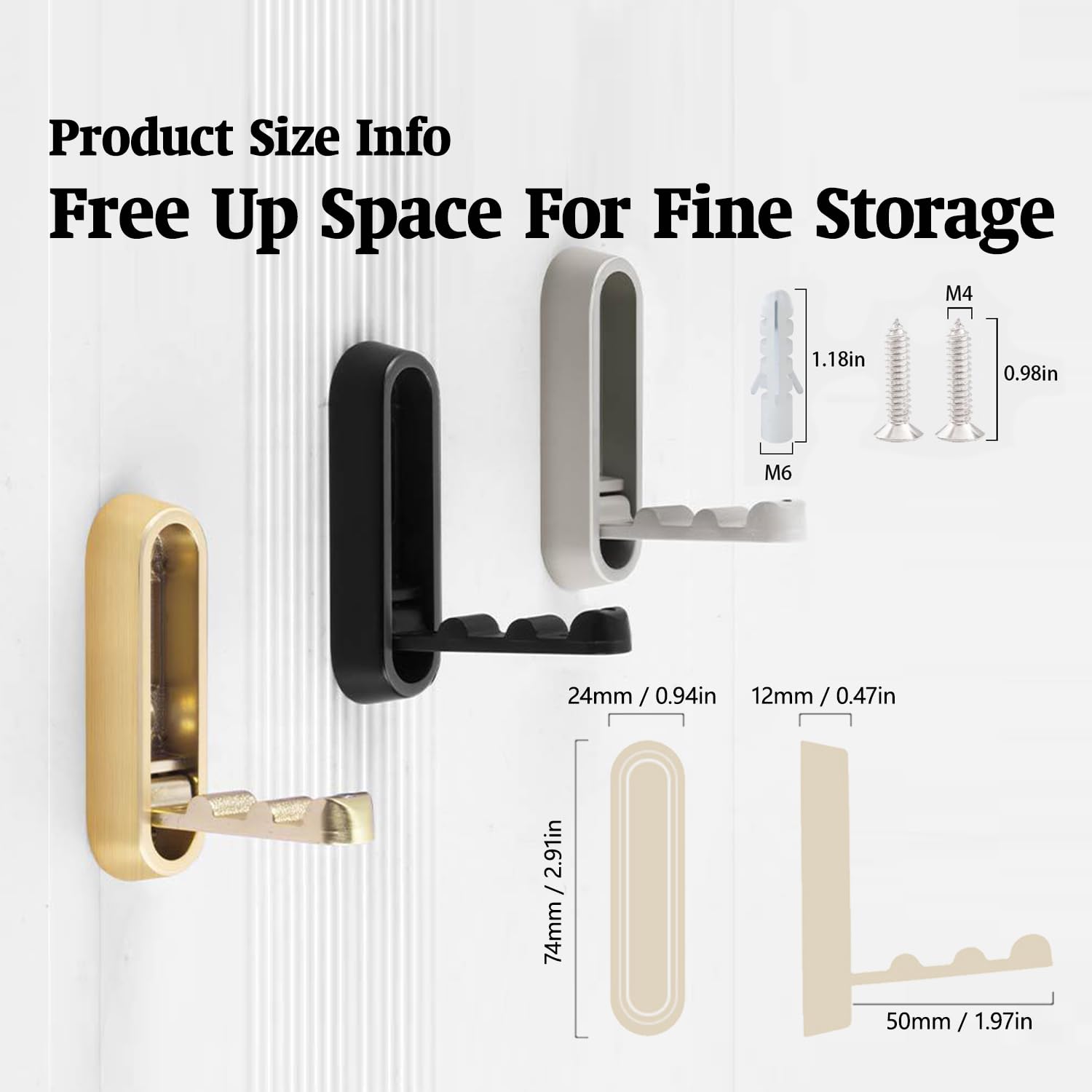 4-Pack Foldable Gold Wall Hooks - Heavy Duty Zinc Alloy Folding Hangers For Towels & Robes