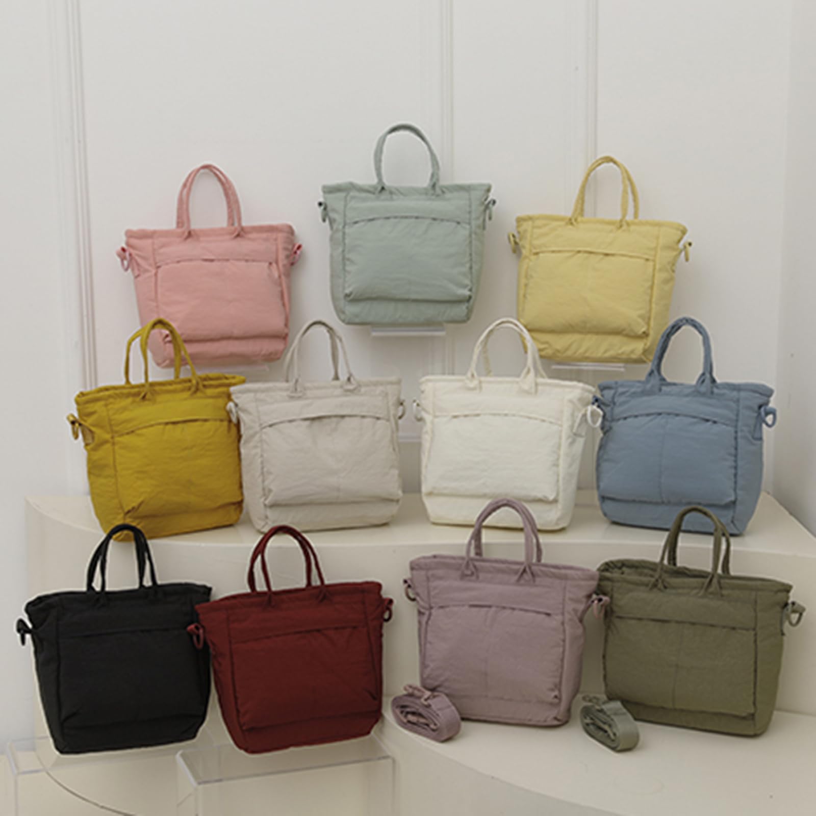 Borsa da lavoro da donna in nylon, grande capacità, | EcoGleam Borsa da donna in nylon, tracolla regolabile, grande capacità, borsa da viaggio per cosmetici