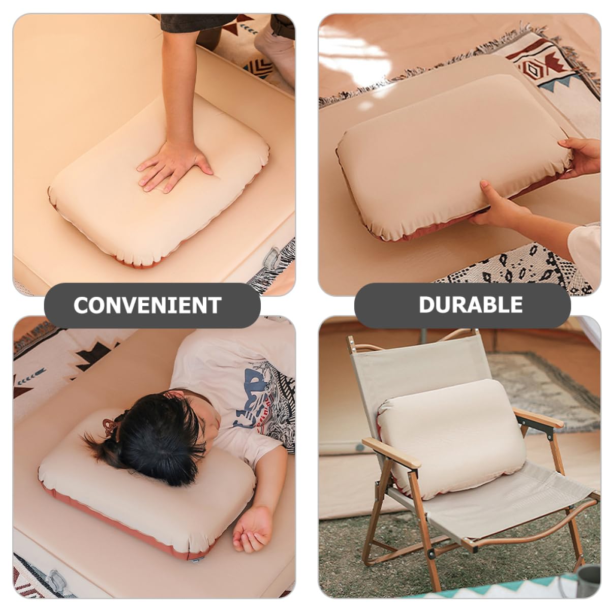 KOMBIUDA Cuscino Gonfiabile Per Campeggio Cuscino Da Viaggio Ergonomico Supporto Delicato Regolabile Sonno Compatto