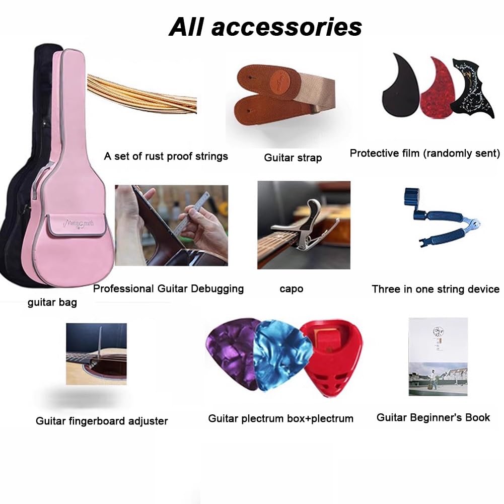 Początkująca gitara akustyczna, klasyczna, świerkowa, łatwa do grania, akustyczna gitara podróżna dla dziecka, chłopca, dziewczynki, studenta, młodzieżowa gitara z torbą koncertową, paskiem, tunerem