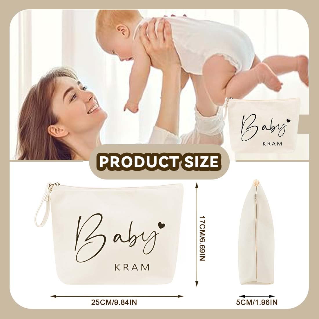 Trousse Per Trucchi Personalizzata Per Donne, Borsa Per Mamma Con Chiusura Lampo, Bianco