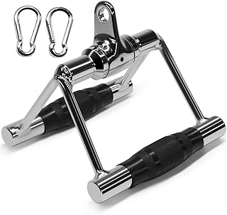 SmarTopus Tricep V Shaped Press Down Bar with 360Â° Swivel,V Handle with Rotation and Rubber Handgrips and 2 Free Snap Hooks,Double D Row Handle Cable Attachment with Non-Slip Handle & 360Â° Swivel