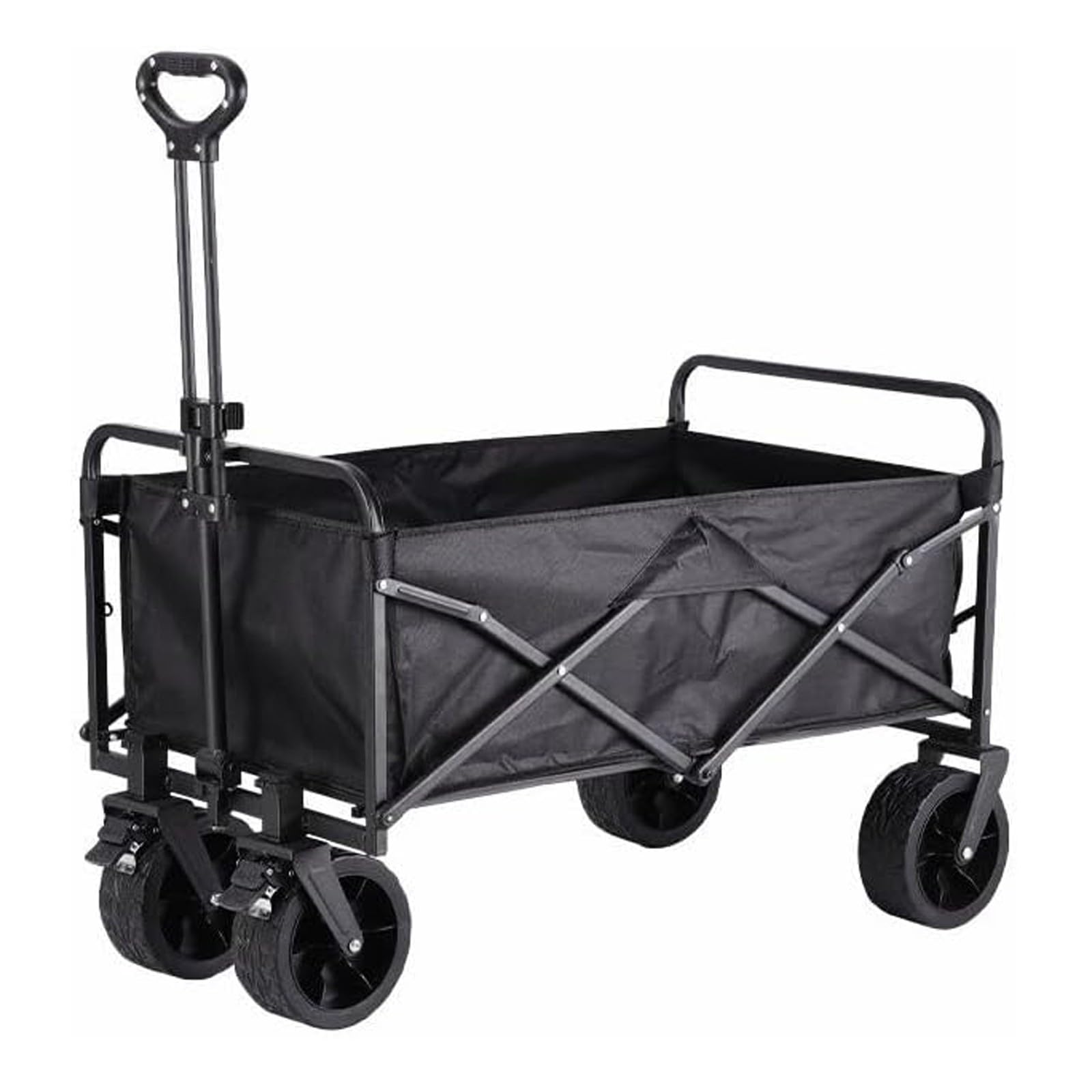 Składany 4-kołowy 150 l z hamulcami Wózek ogrodowy Koła AllTerrain Outdoor Sports/Camping arBlack L2