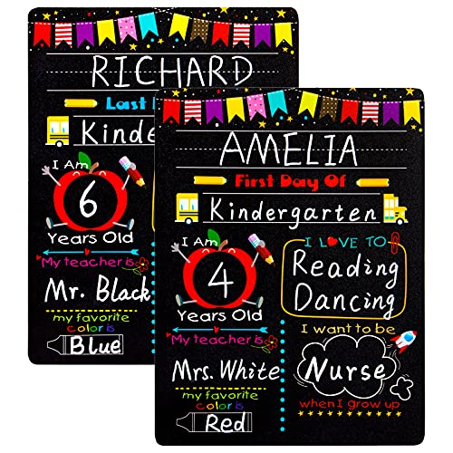 SICOHOME-First-Day-of-School-Chalkboard-Sign-12-First-Day-and-Last-Day-of-School-Chalkboard-SignDouble-Sided-Back-to-School-Photo-Prop-Chalkboard-Sign-for-Kids-Girls-Boys-Kindergarten-Preschool-Kids SICOHOME First Day of School Chalkboard Sign 12 First Day and Last Day of School Chalkboard SignDouble Sided Back to School Photo Prop Chalkboard Sign for Kids Girls Boys Kindergarten Preschool Kids