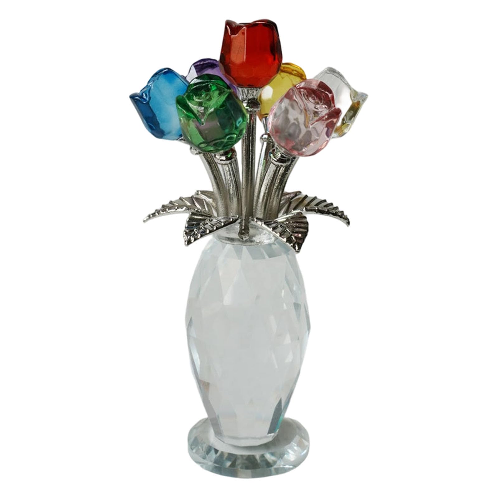 ZBIianxer Crystal Rose Figurines Ornament, Bouquet Ornament Collectibles Flower Wife Mom Girlfriend Figurine
