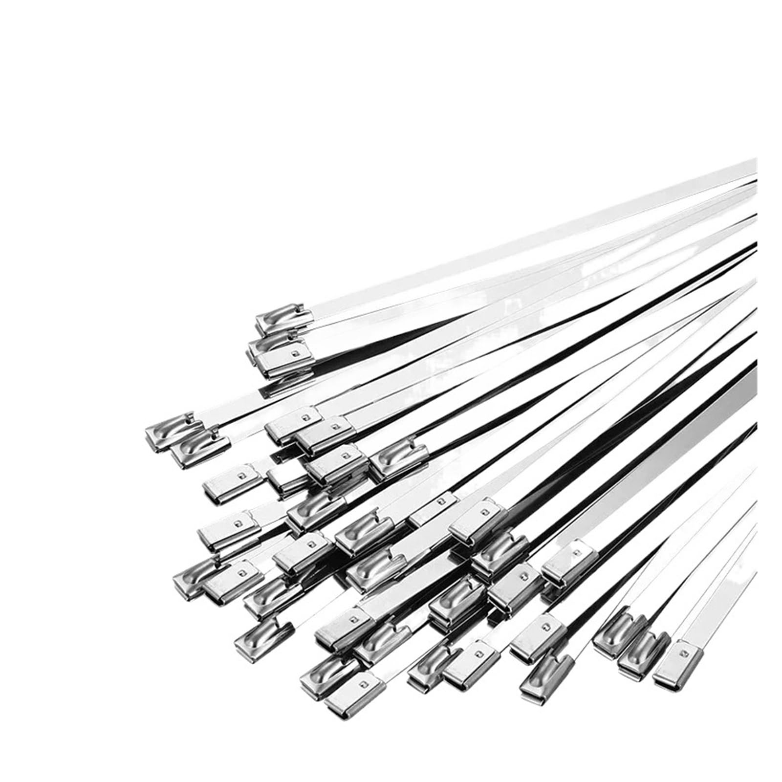 Ahufgn 100Pcs Metal Cable Ties 100 Pcs Stainless Steel Metal Cable Ties7.9mm 100-1000Mm Exhaust Locking Zip-Exhaust Multifunctional Ties(7.9X300mm)