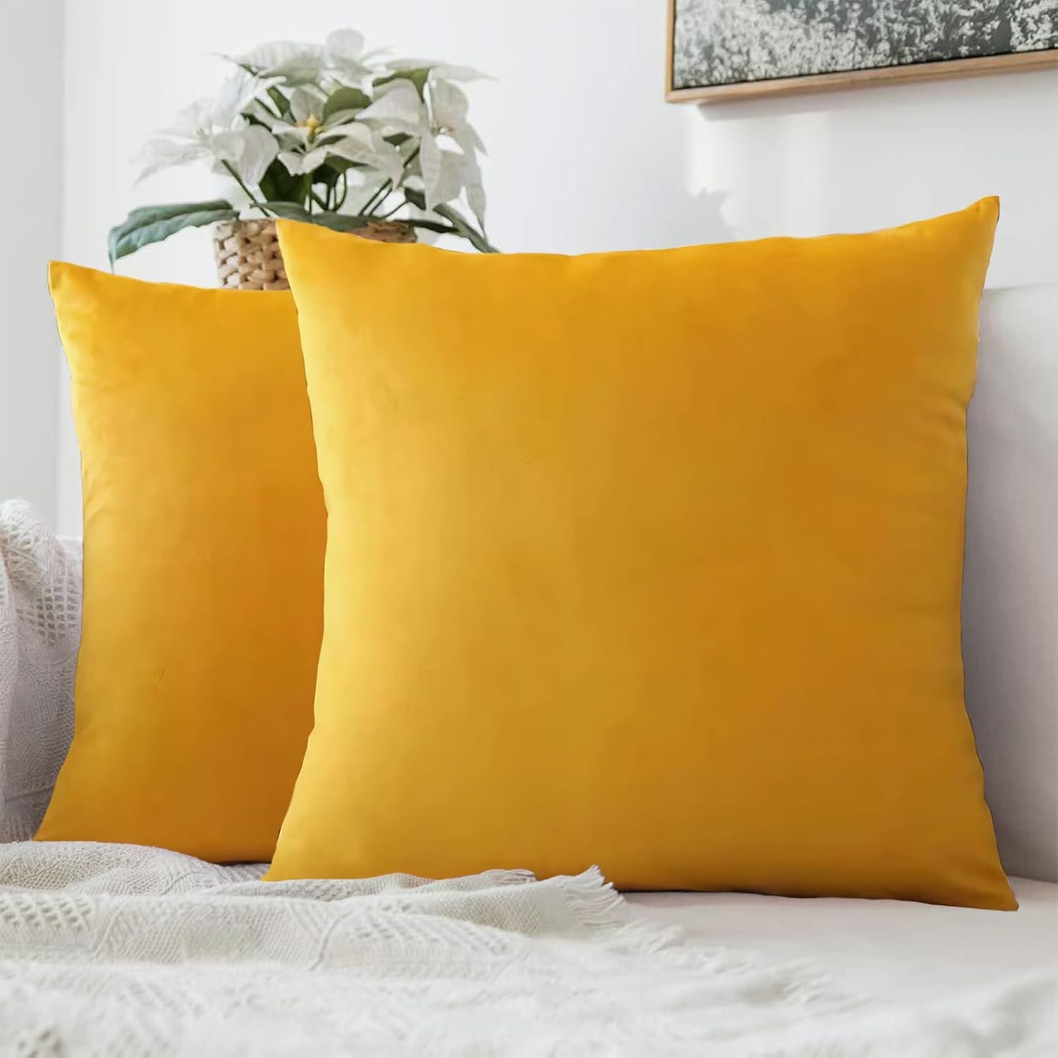 AAZEEM Decorative Throw Pillow Covers Set of 2 | Super Soft Velvet Pillows|Fall Pillowcase for Living Room Bedroom Sofa Couch Cushion Cover |