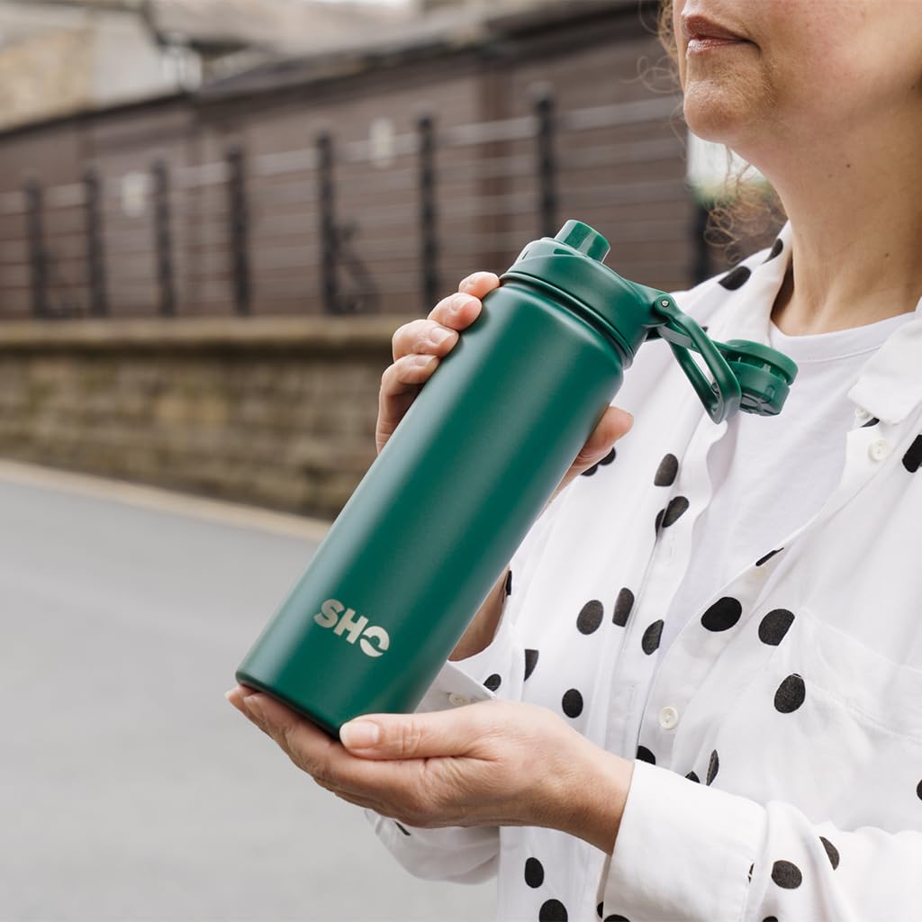SHO Stainless Steel Sports Bottle, Leak Proof, BPA Free, No Sweat, Vacuum Insulated Double Walled Metal Flask Water Bottle - Image 3