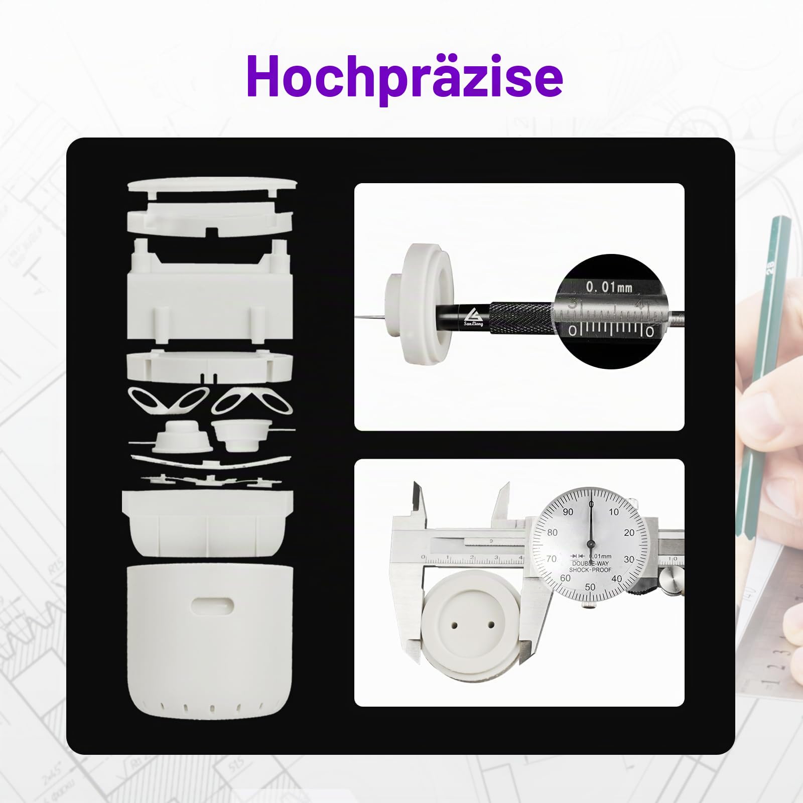RESIONE Anti-Impact 3D Drucker Resin - Schlagfestes Extrem Robustes Nylonartiges Druckharz mit langfristiger Versprödungsbeständigkeit für funktionale Prototypen, Miniaturen (Weißgrau 1kg)