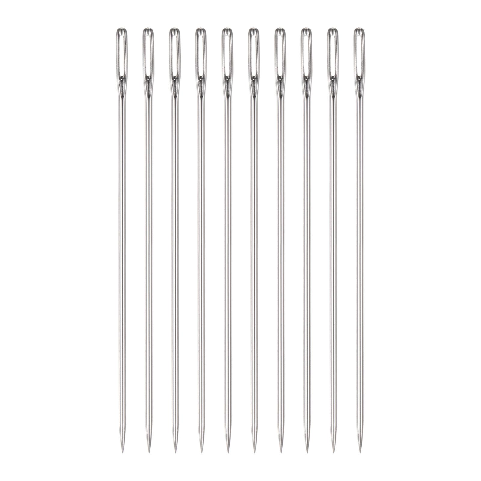 HARFINGTON 10 agujas de tapicería de 3.5 pulgadas, agujas grandes de costura de acero inoxidable, agujas rectas de costura a mano para el hogar, costura a mano, tapiz, bordado, tapiz, cinta de
