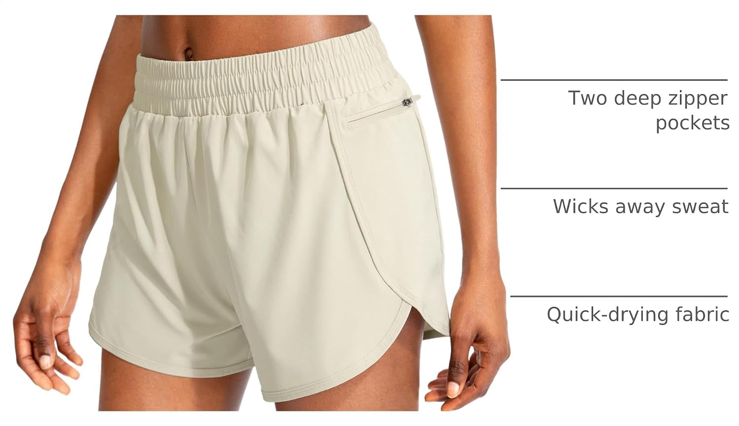  Womens Running Shorts with Zipper Pockets 3"/5" High Waisted Athletic Gym Workout Shorts for Women with Liner thumbnail
