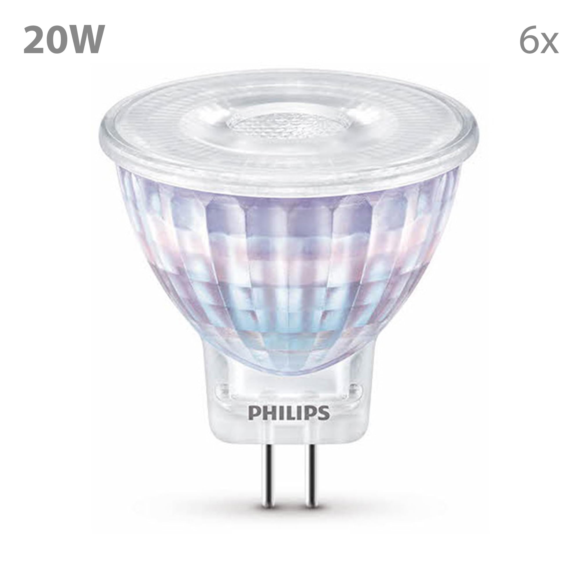 Philips Vorteilspaket - GU4 - LED Spot (MR11) - 12 V - 20W - Nicht dimmbar - Warmweißes Licht - Set 6 Stück
