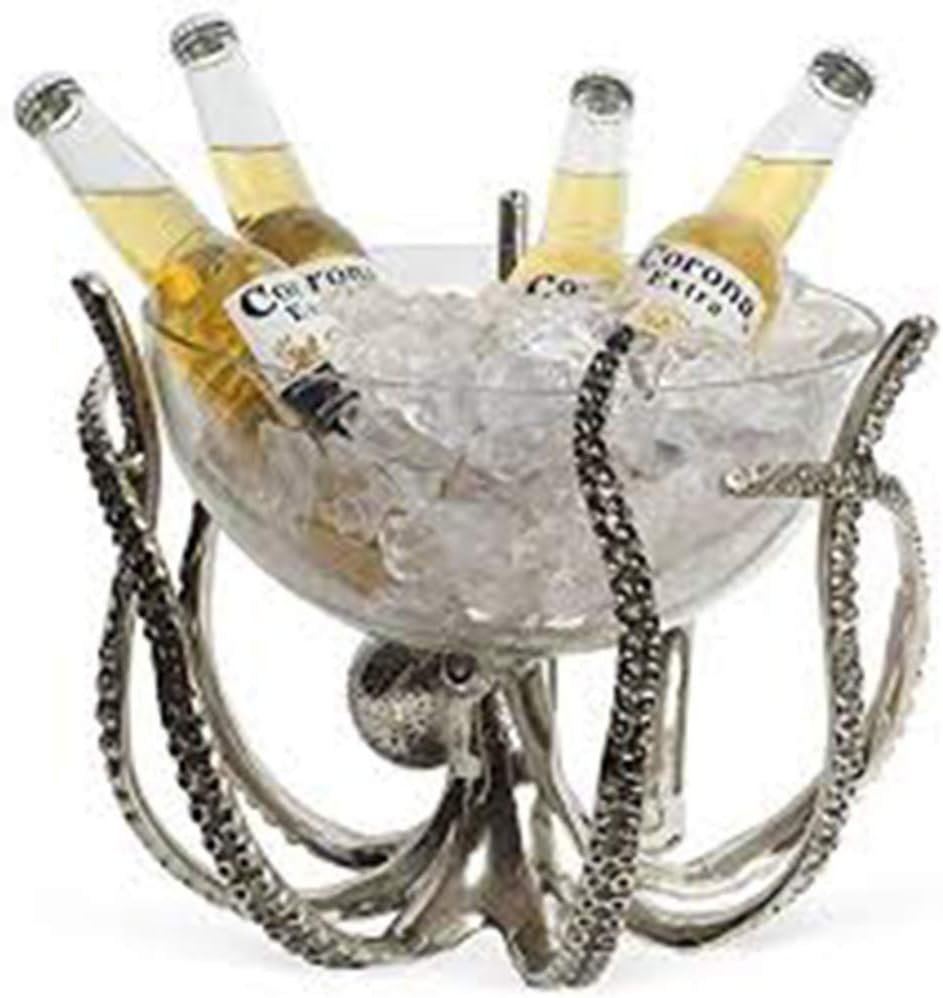Culinary Concepts Octopus Ice Bucket Stand & Glass Champagne Drinks Cooler Bowl