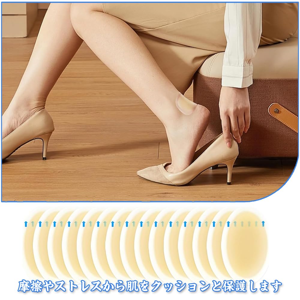 足用保護パッド 30枚入り 靴擦れ防止テープ 防水 靴ずれ対策 ハイドロコロイド素材 クッション性 強粘着 使い捨てタイプ 母趾、小趾保護サポーター 足裏 かかと つま先 摩擦防止 靴ずれ防止グッズ (A) - 5