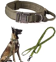 Vista 20 de Xqpetlihai Juego de collar y correa táctica para perro, collar ajustable de nailon militar para perro con mango de control y hebilla de metal