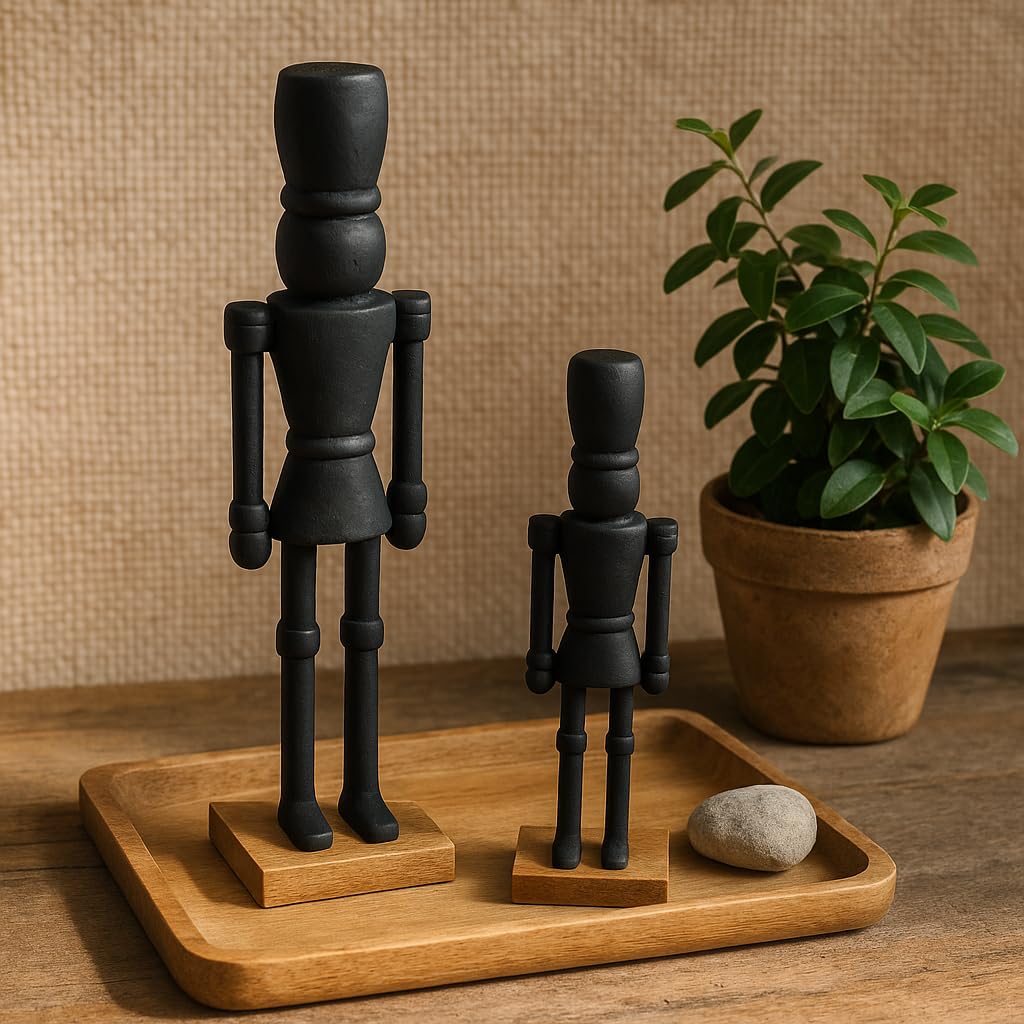 Marrakech Lot de 2 figurines Casse-noisette - Noir - 32 et 22 cm - Décoration de Noël élégante en aluminium - Présentoir décoratif moderne comme rebord de fenêtre - Décoration de l'Avent scandinave