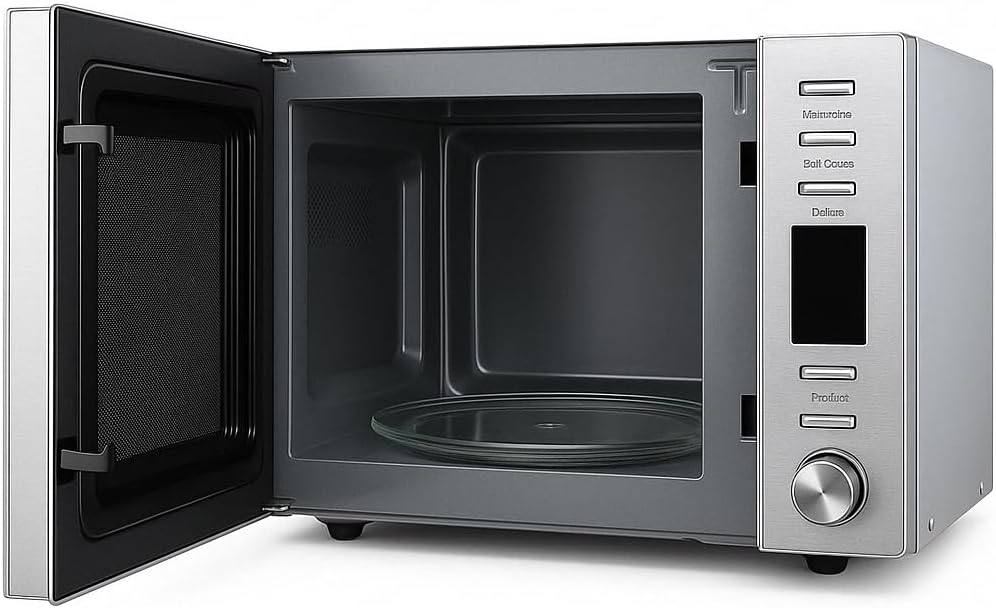 Interior view of Nikai 20 Liter Microwave Oven with glass turntable
