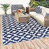 6'x9' Indoor Outdoor Patio Rug RV Mat Camping Reversible Beach Mat Dark Nv Blue 20317