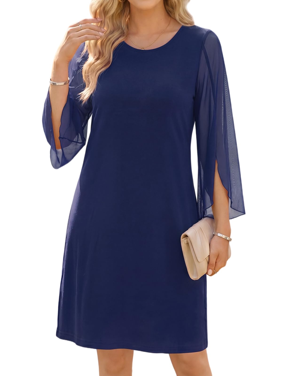Enmain Vestito Donna Elegante Abito Cocktail Donna a Maniche a 3/4