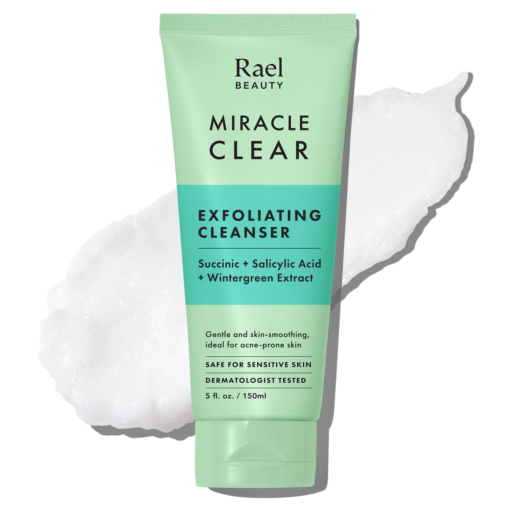 Rael Miracle Clear Anti Pickel Peeling Gesichtsreinigung – Korean Skincare, Porenreiniger für unreine Haut mit Salicylsäure & Bernsteinsäure, dermatologisch getestet, vegan, tierversuchsfrei (150 ml)