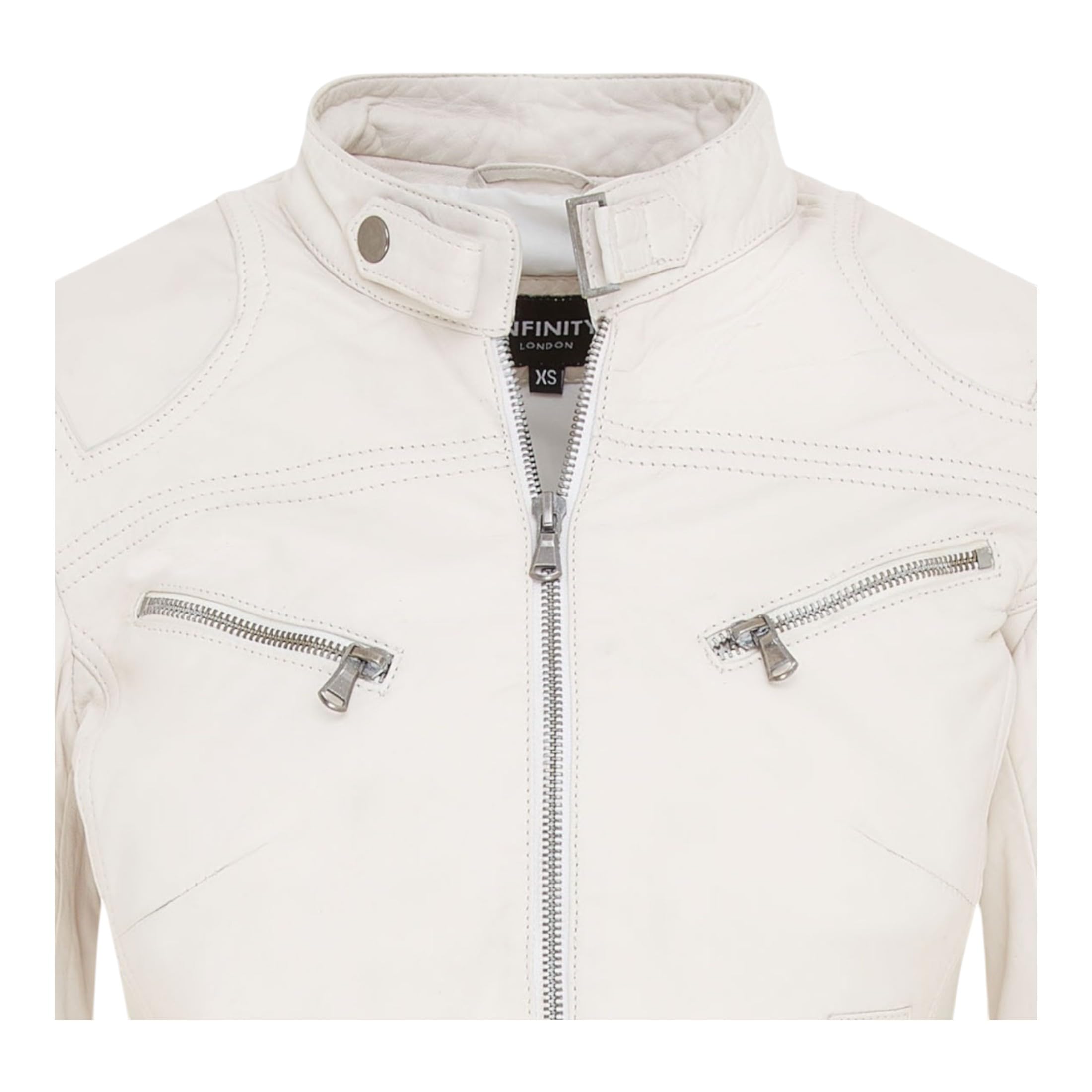 Infinity Leather Giacca da Motociclista Slim Fit in Vera Pelle Classica da Donna
