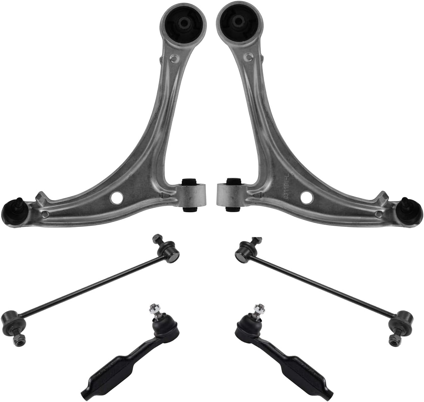 TRQ Front Steering & Suspension Kit Control Arm with Ball Joint Sway Bar Stabilizer Link Tie Rod Compatible with 2007-2009 Honda Odyssey