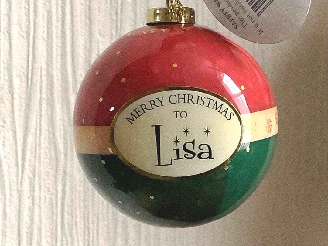 Personalised Name Bauble Christmas Xmas Tree Decoration (Lisa)