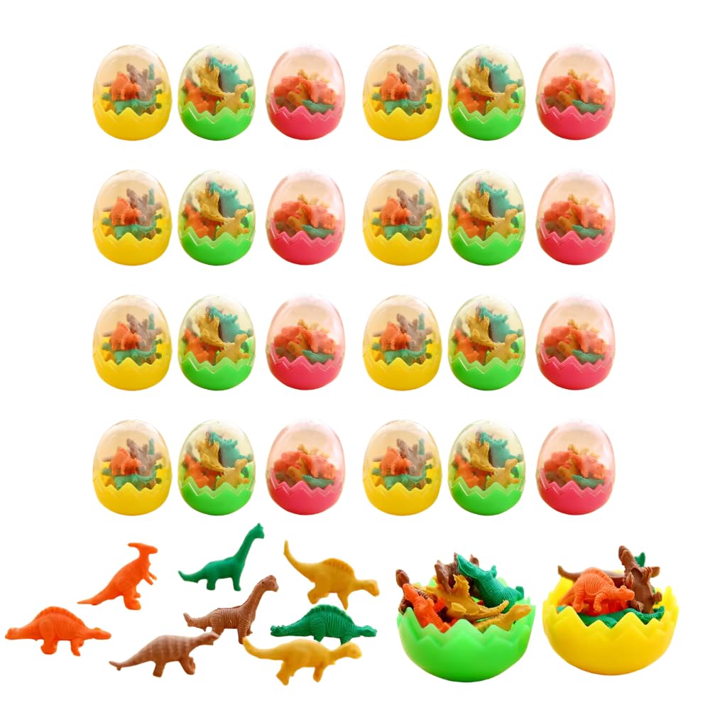 Dear Mia Little Liz | Huevos Sorpresa con Mini Dinosaurios, Set de 24 Piezas, Cápsulas de Colores Variados con Figuras Coleccionables para Fiestas, Pascua, Cumpleaños y Regalos Infantiles