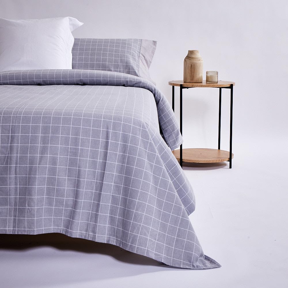 10XDIEZ Funda nórdica Franela (Square Gris - Cama 150cm)