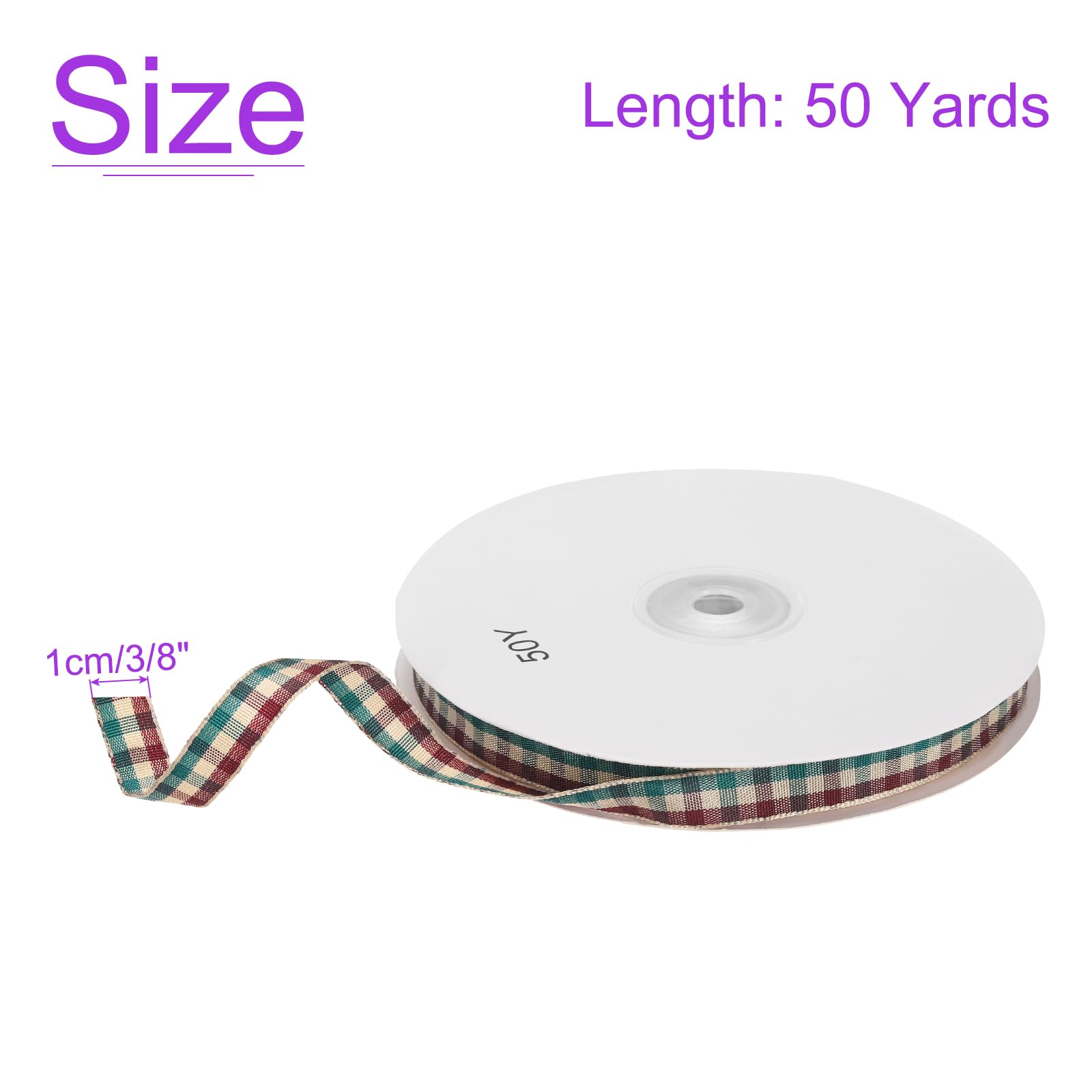 DMiotech 3/8 Inch 50 Yards Gingham Ribbon, Checkered Ribbon Plaid Ribbon for Gift Wrapping Decoration Art Craft DIY Red Green and Beige - Image 3