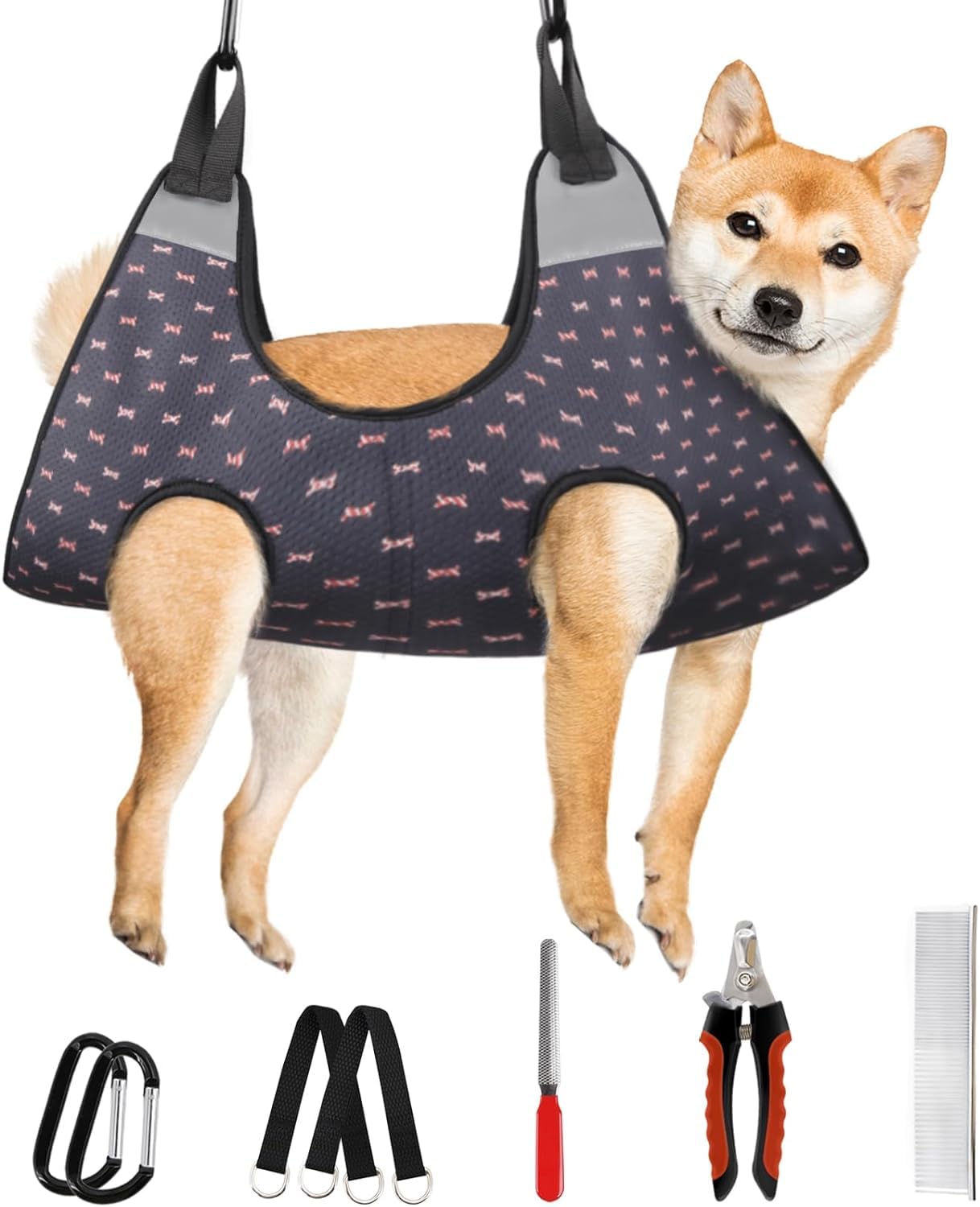 Supet Dog Grooming Hammock Harness for Dogs Cats, Relaxation Pet Nail Clipper Hammock, Restraint Dog & Large Animal Leashes Sling for Groomingk for