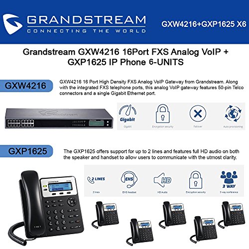 Grandstream GXW4216 16Port FXS Analog VoIP + GXP1625 2 Lines IP Phone PoE 6UNITS miniatura 1