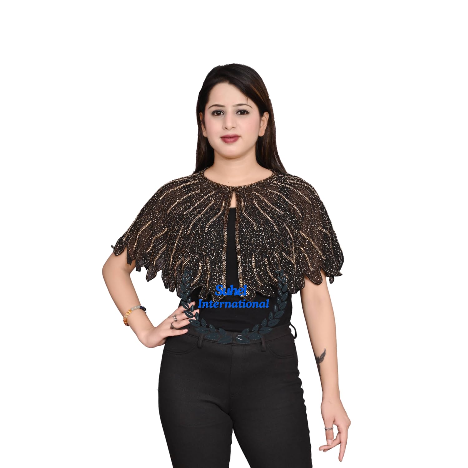 Poncho For Women New Cape Shrug For Fully Head Bead Emroidery Ponchu-picture-31