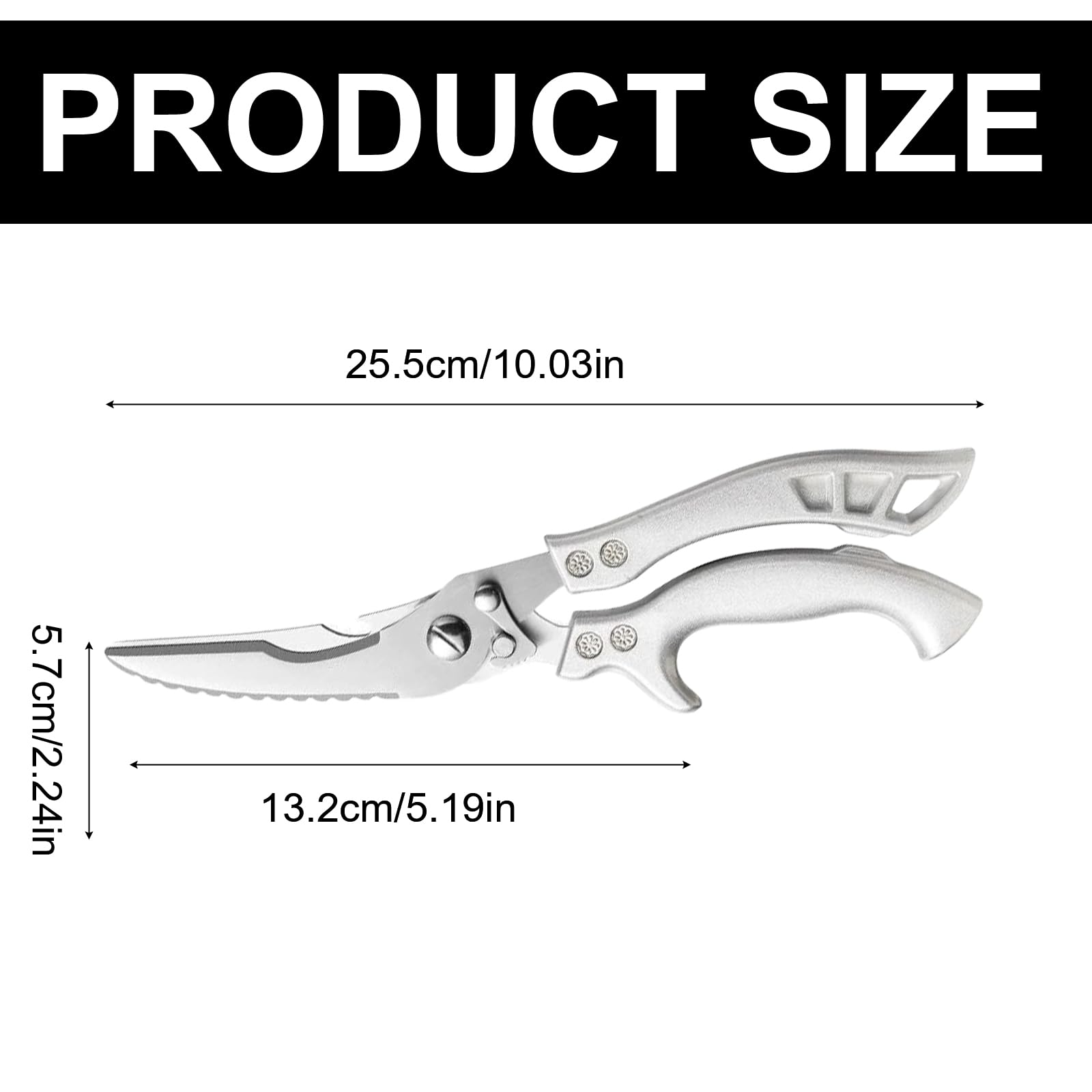 Tijeras para Aves Profesionales de Acero Inoxidable - Cuchilla Dentada, Tijeras de Cocina para Cortar Pollo, Carne con Huesos, Verduras y Pescado