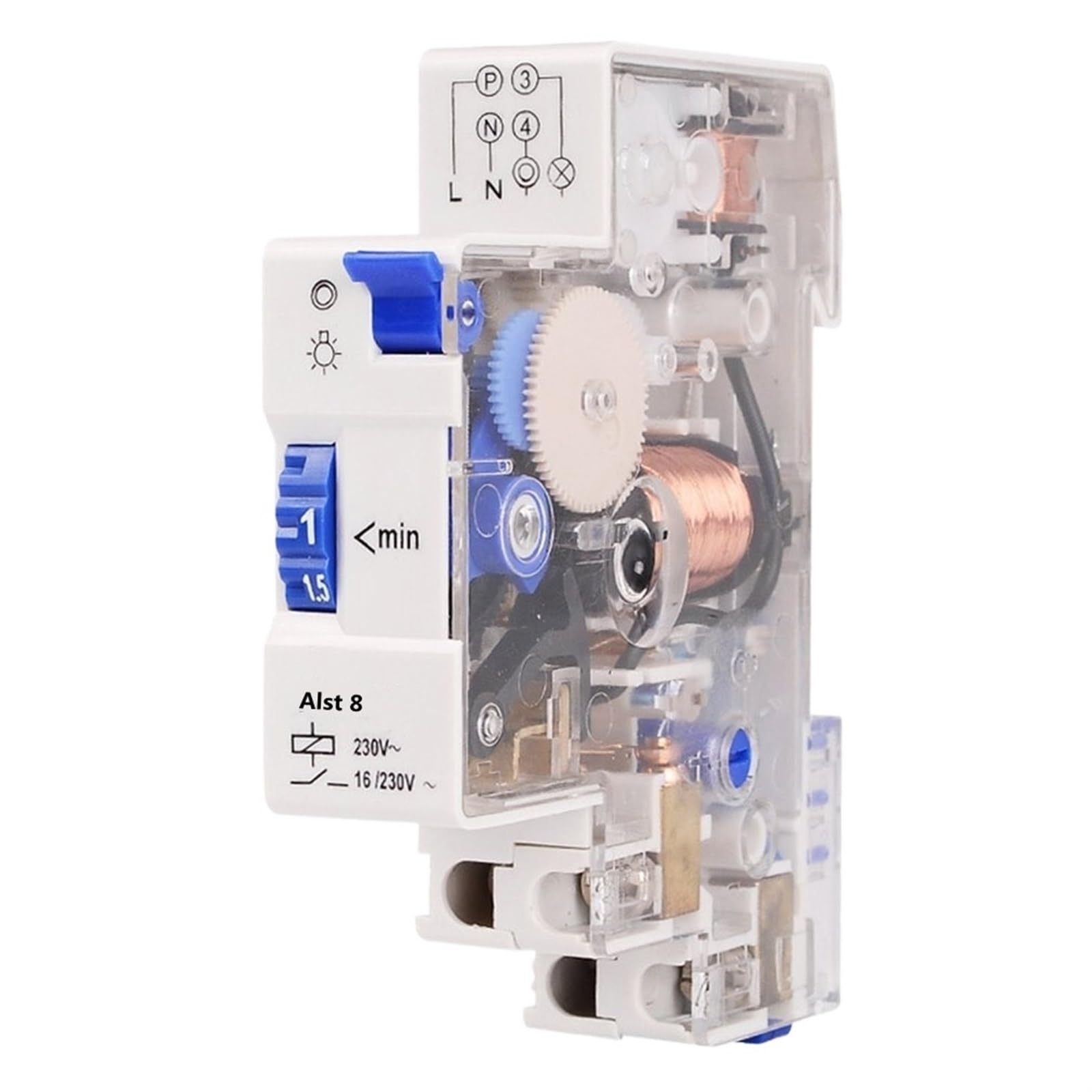 ALST8 Temporizzatore luci scale 7 minuti 220VAC montato su guida DIN