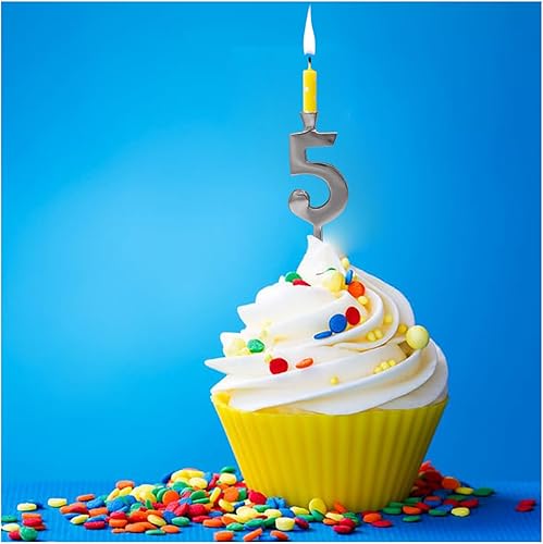 Miniatura 6 de Juego de 10 portavelas con números color plateado