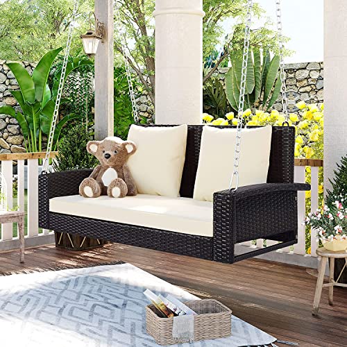 DEVOKO All Weather Resistant Rattan Wicker Double Seater Sofa Swi...