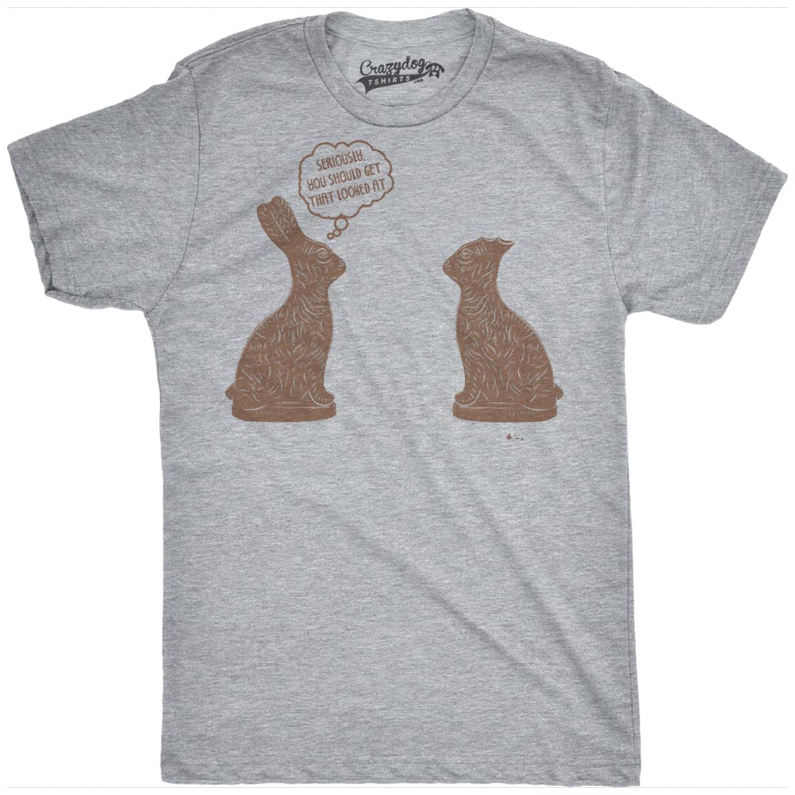 HAMERCOPMens You Should Get That Looked at Easter T Shirt Funny Chocolate Bunny Tee