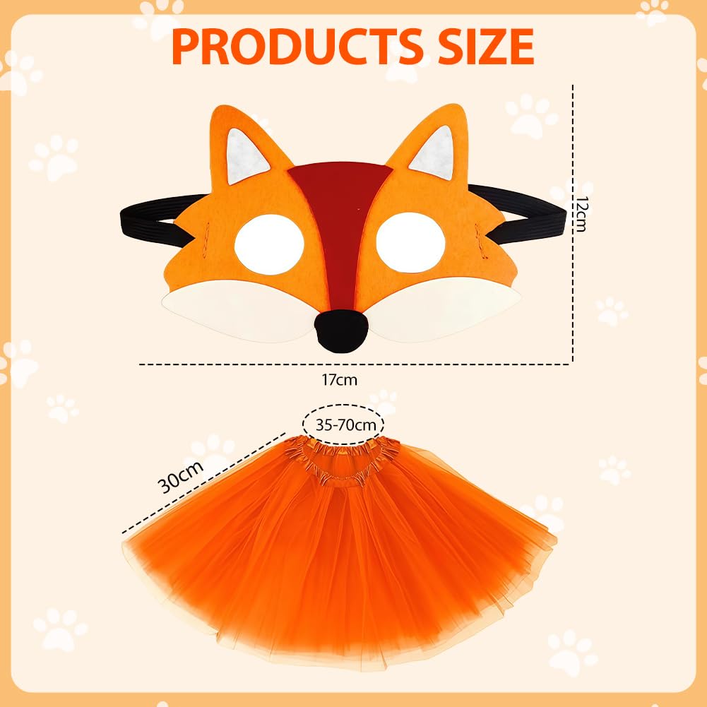 ZappelStift Fox Costume Dress Up Set, 2Pcs Fox Mask Orange Tutu Skirt Kids Animal Fancy Outfit - Image 4