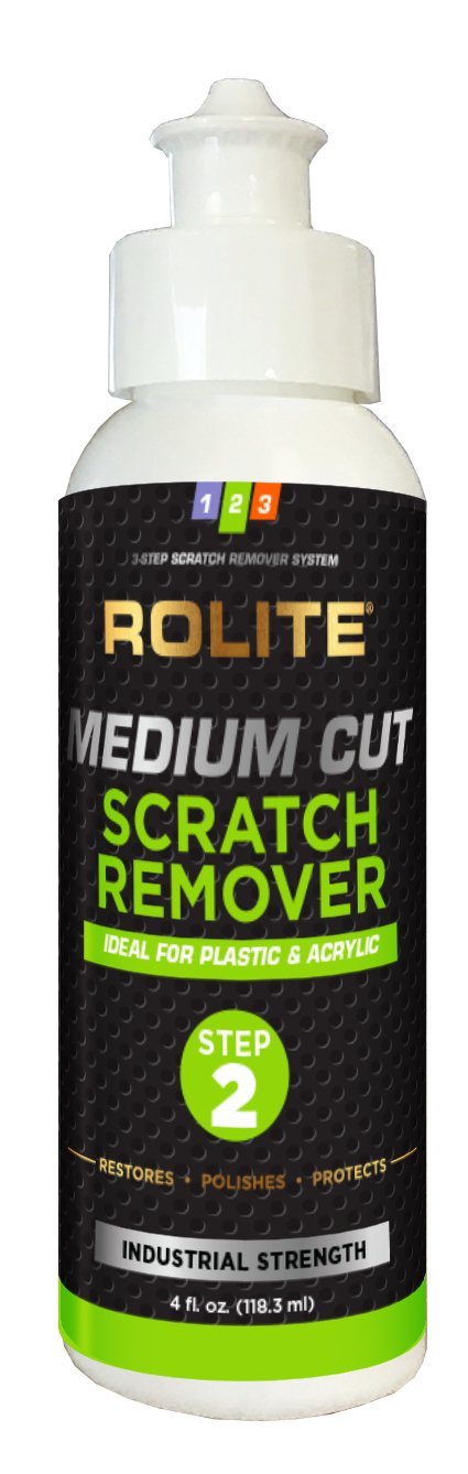 Medium Cut Scratch Remover, 4oz, For Plastic & Acrylic Surfaces Including Marine Strataglass, Headlights, Aquariums, Ideal for Automotive Clear-Coat Paints, Car Detailing Solution
