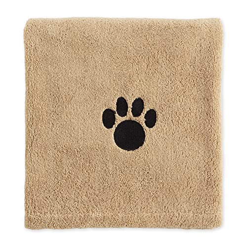 Bone Dry Pet Grooming Towel Collection Absorbent Microfiber X-Large, 41x23.5, Embroidered Taupe, 41x23.5" - Image 2