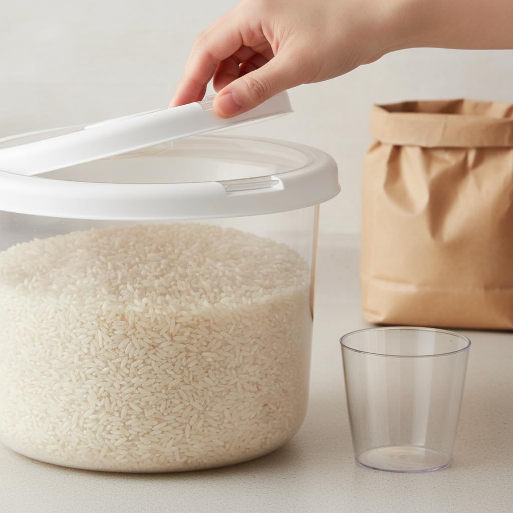 Recipiente para Almacenar Arroz, 10 L, Beige